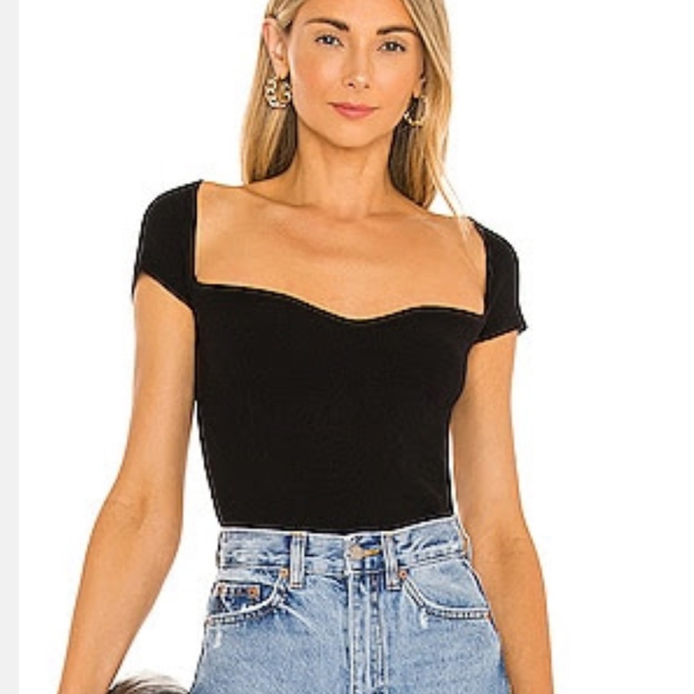 Superdown Black Bodysuit Top